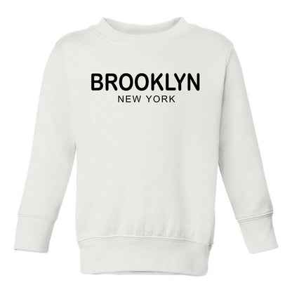 Brooklyn New York Fashion Toddler Boys Crewneck Sweatshirt White