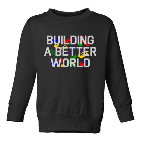 Building A Better World Blocks Toddler Boys Crewneck Sweatshirt Black