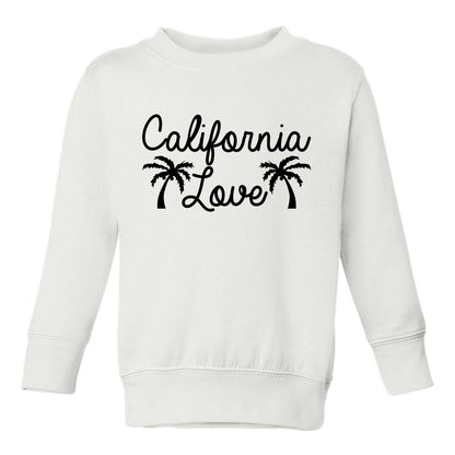 California Love Palm Trees Toddler Boys Crewneck Sweatshirt White