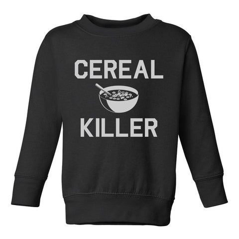 Cereal Killer Funny Toddler Boys Crewneck Sweatshirt Black