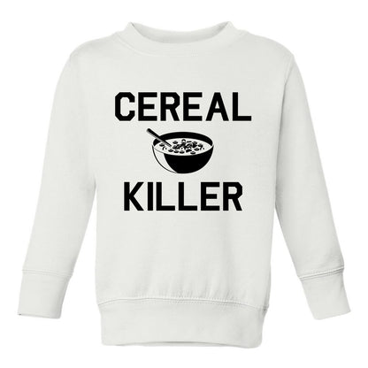 Cereal Killer Funny Toddler Boys Crewneck Sweatshirt White