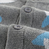 Charcoal Grey Shark Pattern Toddler Knitted Cardigan Sweater
