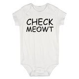 Check Meowt Funny Cat Baby Bodysuit One Piece White