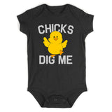 Chicks Dig Me Funny Chicken Baby Bodysuit One Piece Black