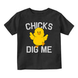 Chicks Dig Me Funny Chicken Baby Toddler Short Sleeve T-Shirt Black
