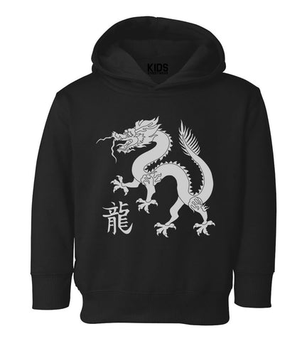 Chinese Bearded Dragon With Symbol Toddler Boys Pullover Hoodie Black