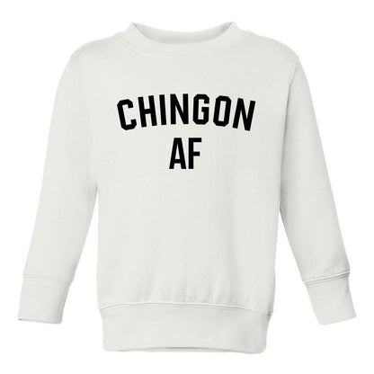 Chingon AF Latino Toddler Boys Crewneck Sweatshirt White