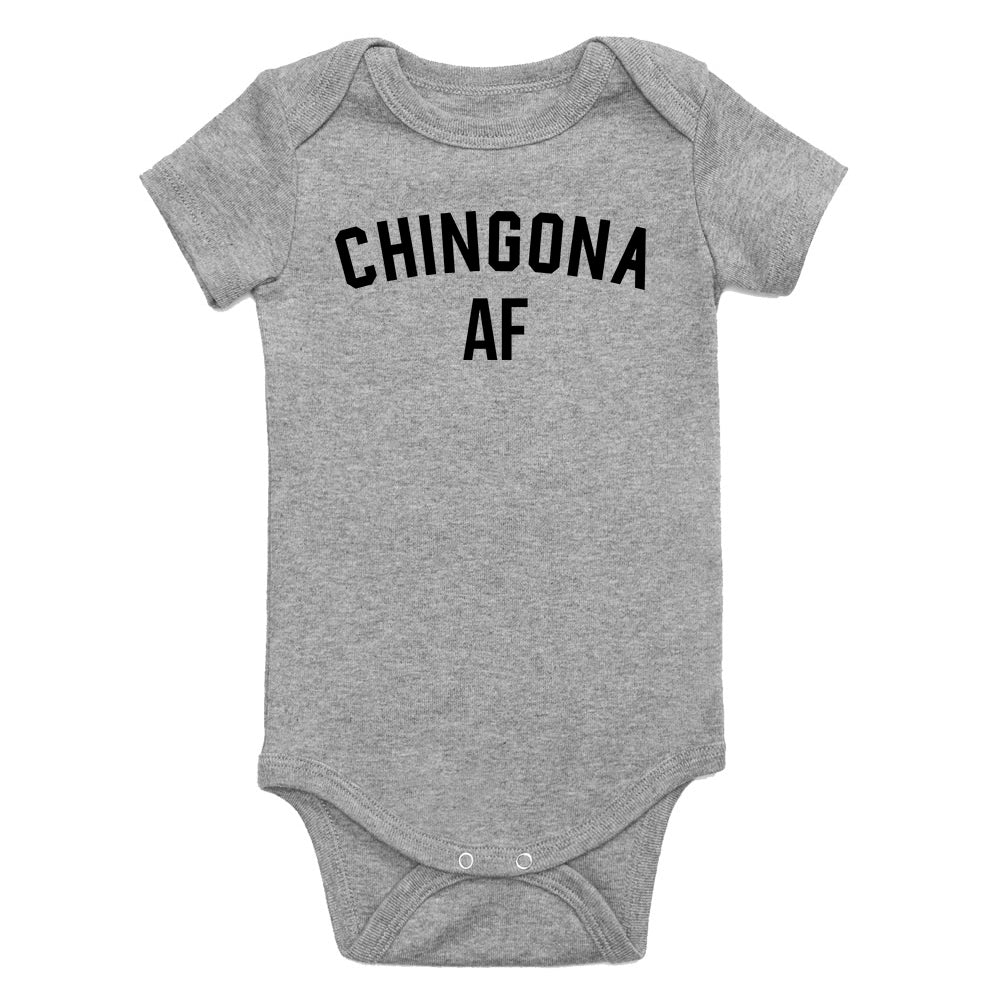 Chingona AF Latina Infant Baby Girls Bodysuit Grey