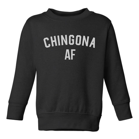 Chingona AF Latina Toddler Girls Crewneck Sweatshirt Black
