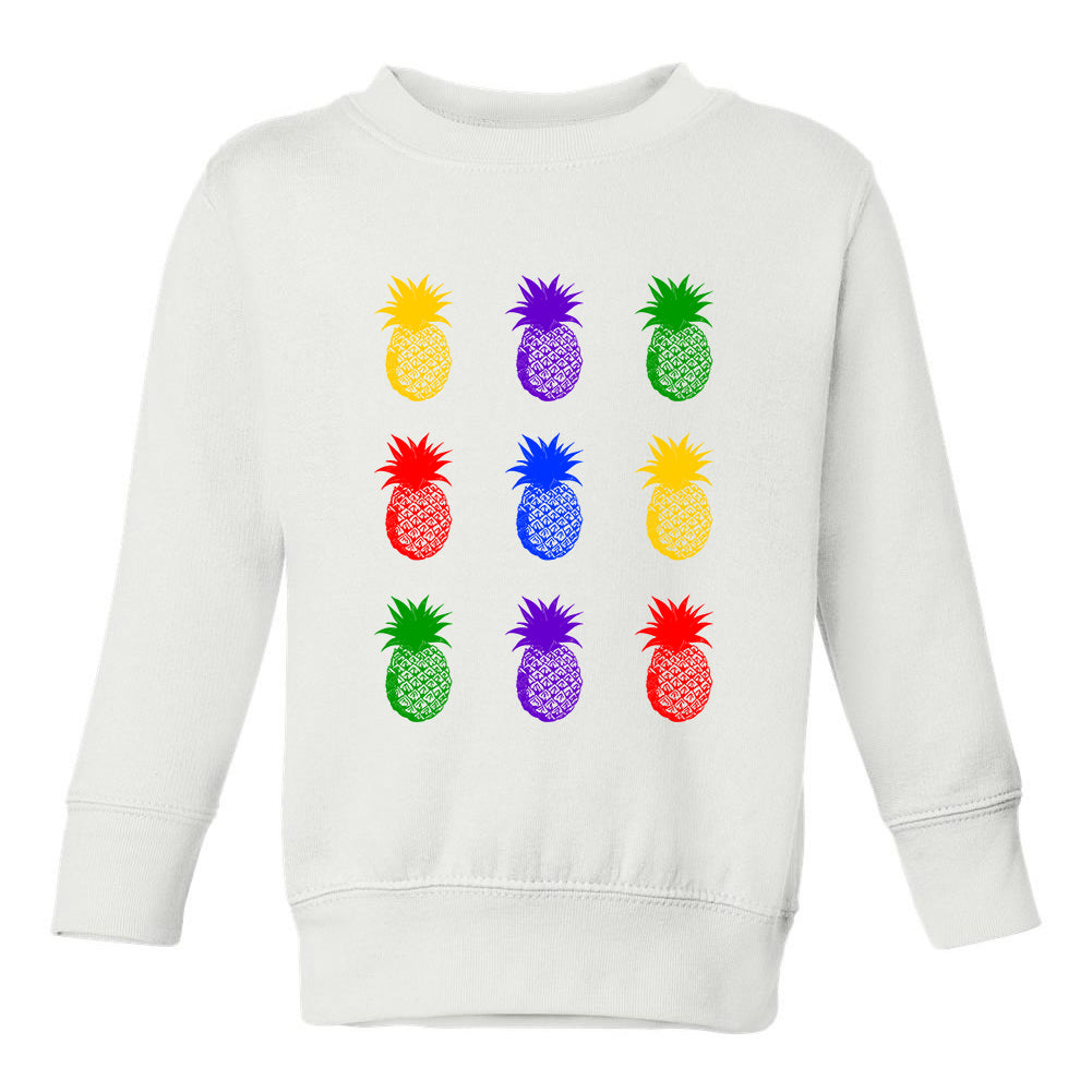 Colorful Pineapples Fruit Toddler Boys Crewneck Sweatshirt White
