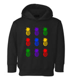 Colorful Pineapples Fruit Toddler Boys Pullover Hoodie Black