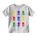 Colorful Pineapples Fruit Toddler Boys Short Sleeve T-Shirt Grey