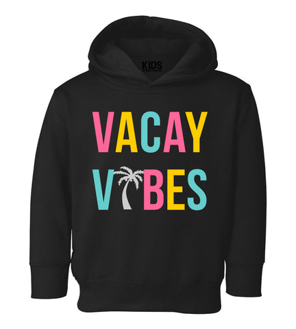 Colorful Vacay Vibes Palm Tree Toddler Boys Pullover Hoodie Black