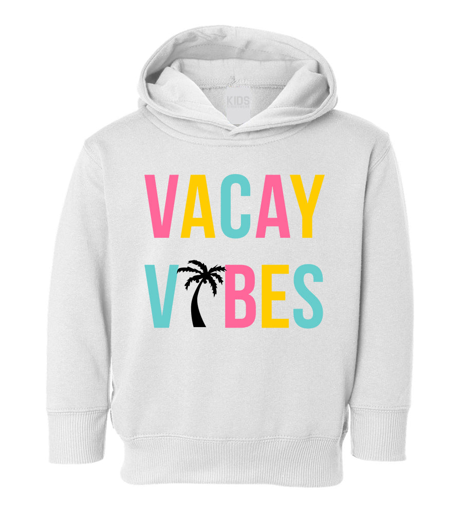 Colorful Vacay Vibes Palm Tree Toddler Boys Pullover Hoodie White