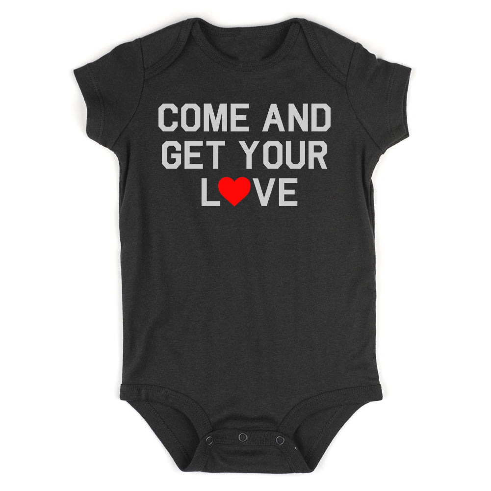 Come And Get Your Love Red Heart Infant Baby Boys Bodysuit Black