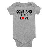 Come And Get Your Love Red Heart Infant Baby Boys Bodysuit Grey