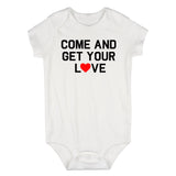 Come And Get Your Love Red Heart Infant Baby Boys Bodysuit White