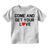 Come And Get Your Love Red Heart Toddler Boys Short Sleeve T-Shirt Grey