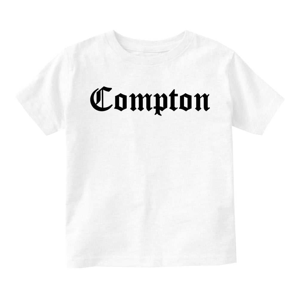 Compton Old English California Toddler Boys Short Sleeve T-Shirt White