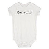 Connecticut State Old English Infant Baby Boys Bodysuit White