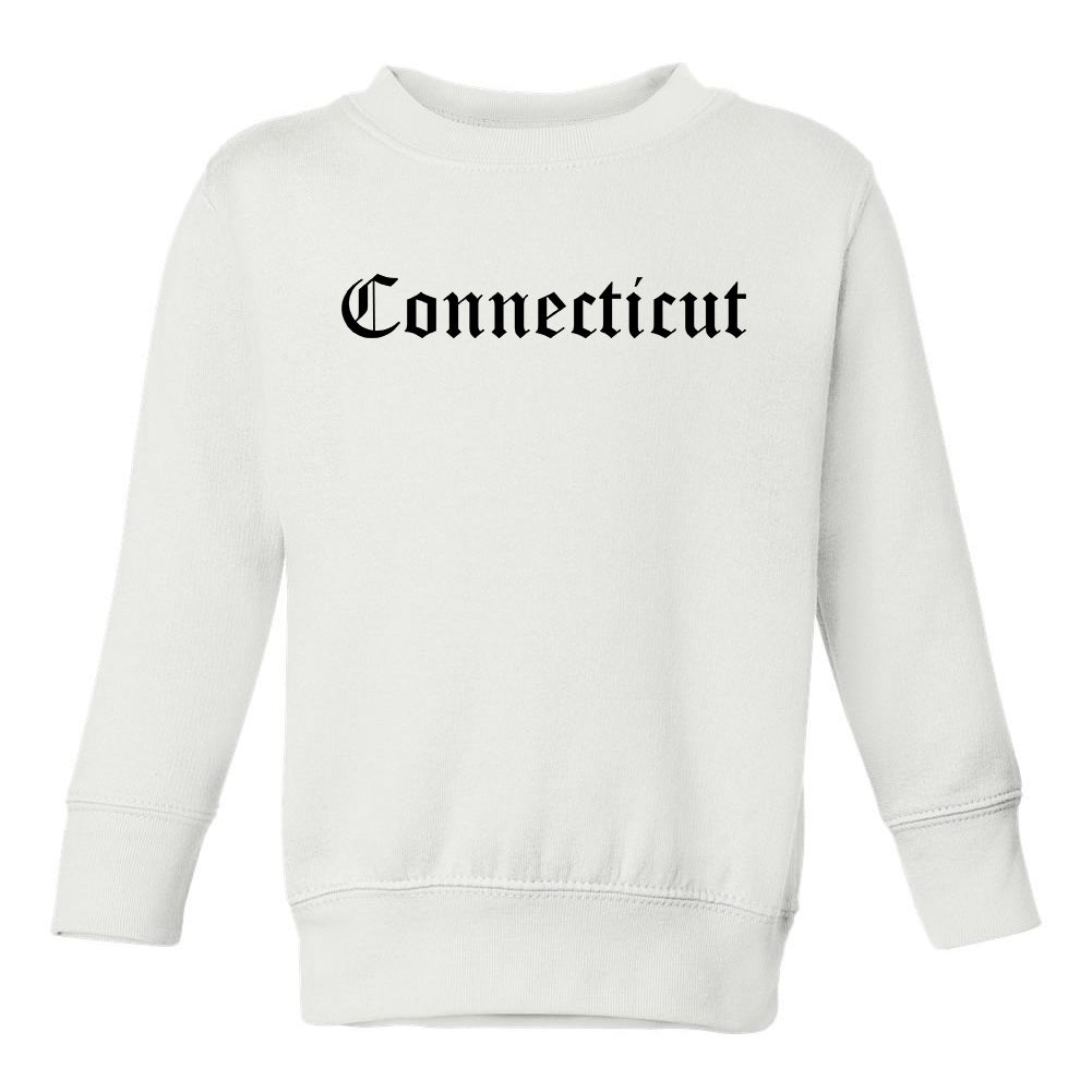 Connecticut State Old English Toddler Boys Crewneck Sweatshirt White