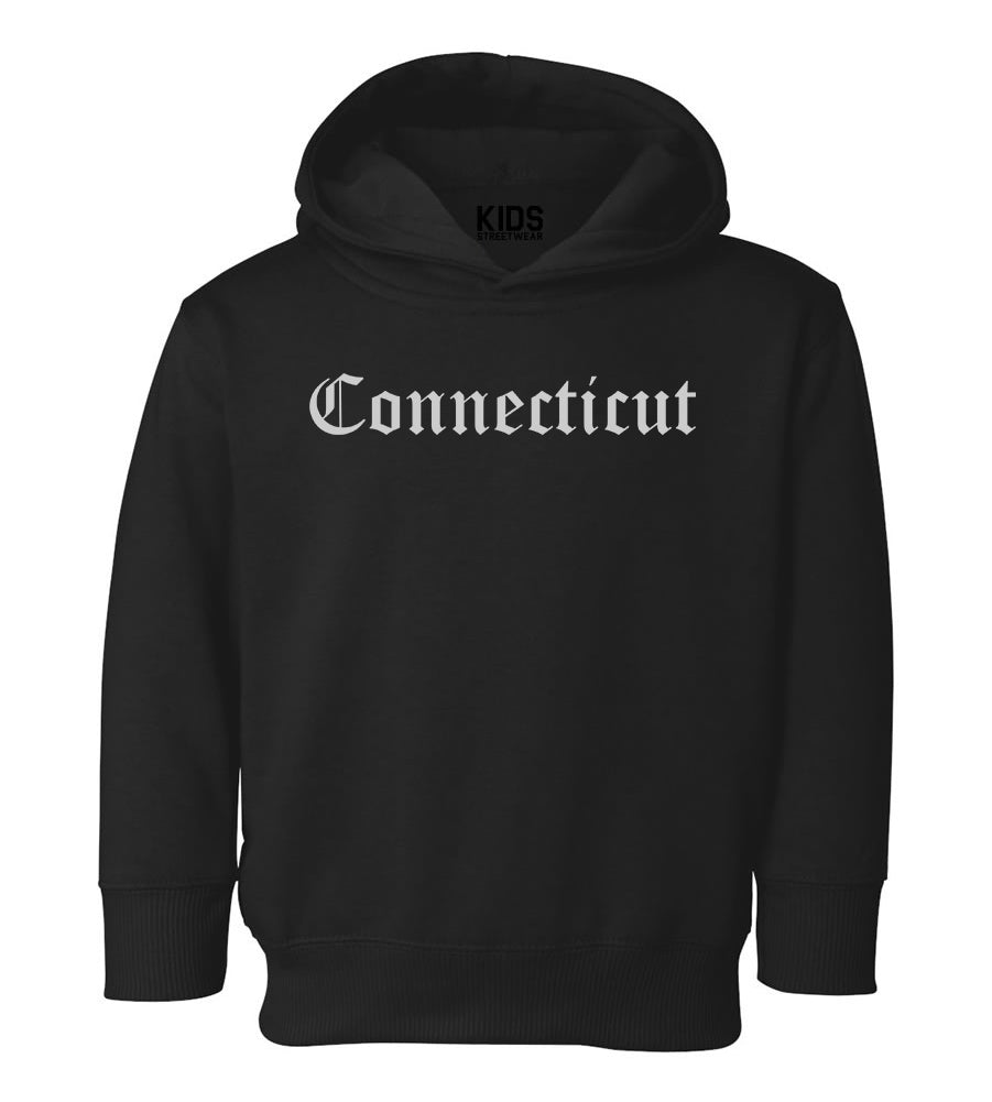 Connecticut State Old English Toddler Boys Pullover Hoodie Black