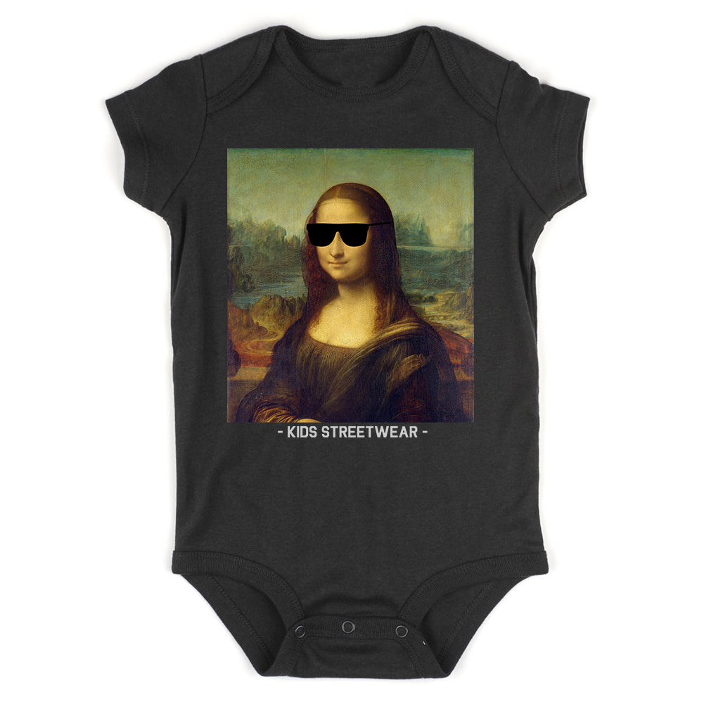 Cool Mona Lisa Sunglasses Infant Baby Boys Bodysuit Black