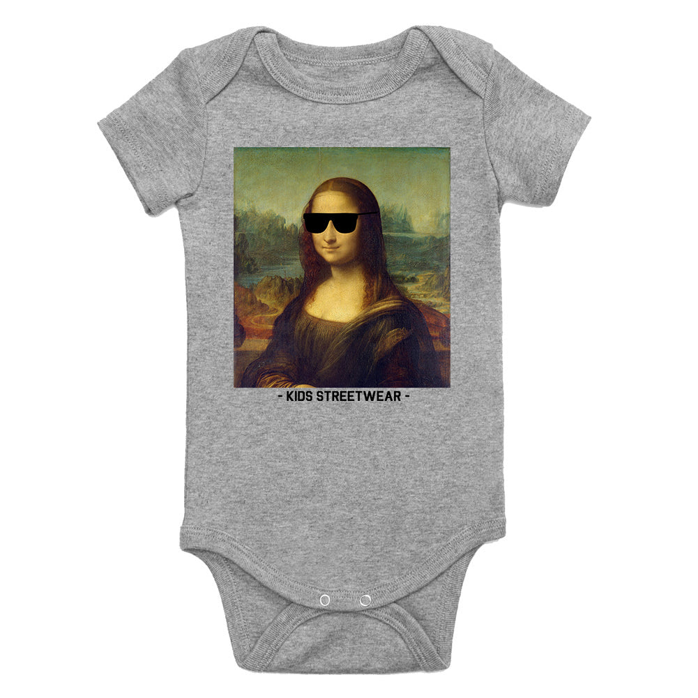 Cool Mona Lisa Sunglasses Infant Baby Boys Bodysuit Grey