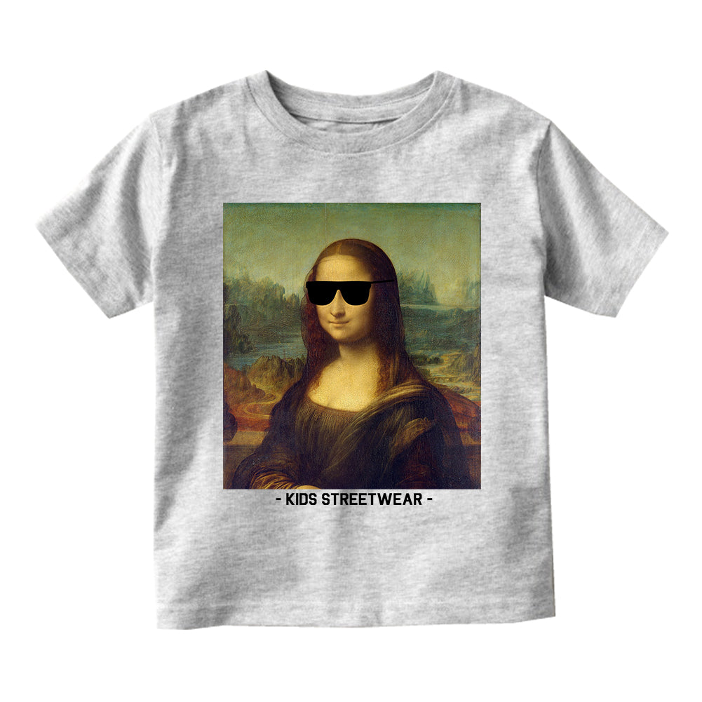 Cool Mona Lisa Sunglasses Infant Baby Boys Short Sleeve T-Shirt Grey