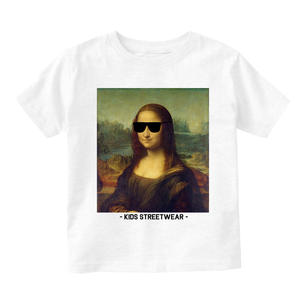 Cool Mona Lisa Sunglasses Infant Baby Boys Short Sleeve T-Shirt White