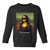 Cool Mona Lisa Sunglasses Toddler Boys Crewneck Sweatshirt Black