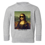 Cool Mona Lisa Sunglasses Toddler Boys Crewneck Sweatshirt Grey