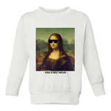 Cool Mona Lisa Sunglasses Toddler Boys Crewneck Sweatshirt White