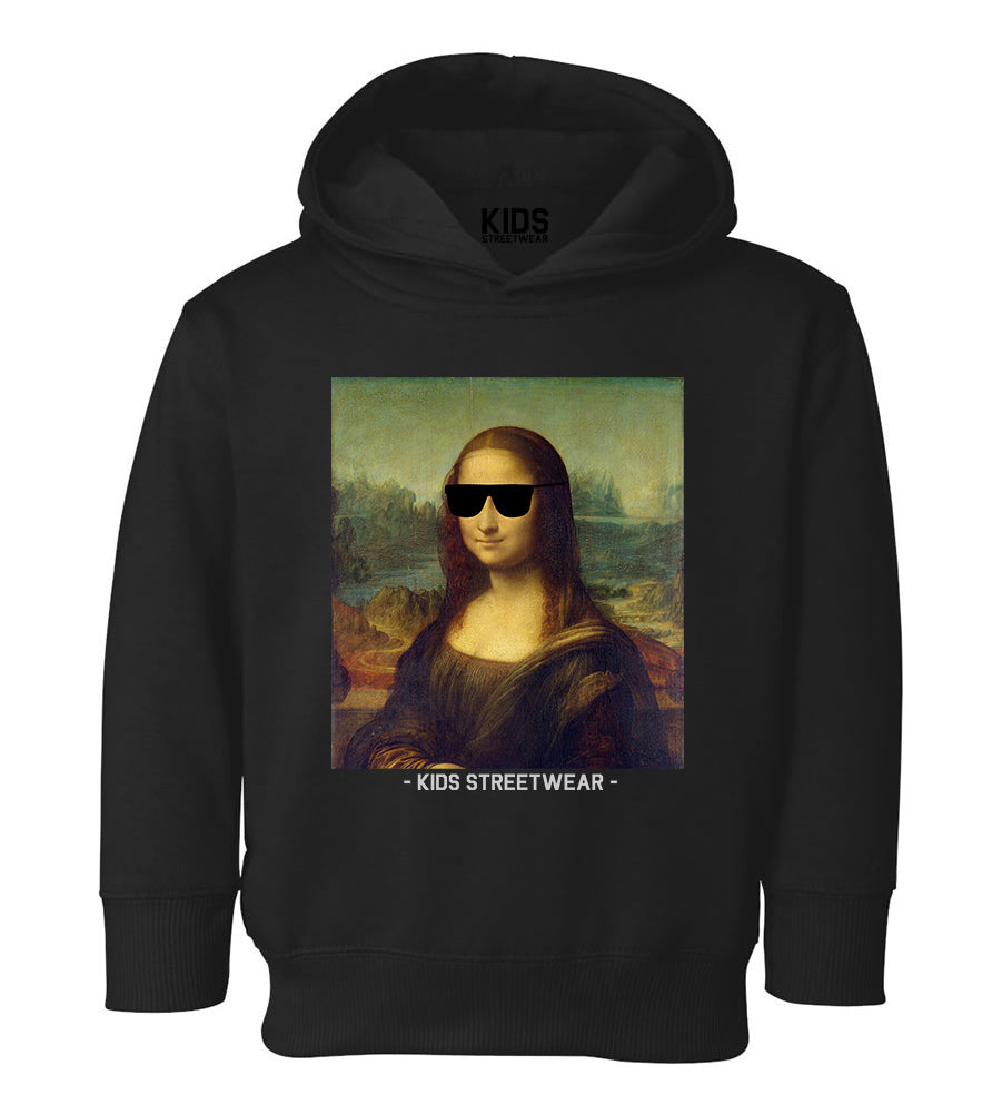 Cool Mona Lisa Sunglasses Toddler Boys Pullover Hoodie Black