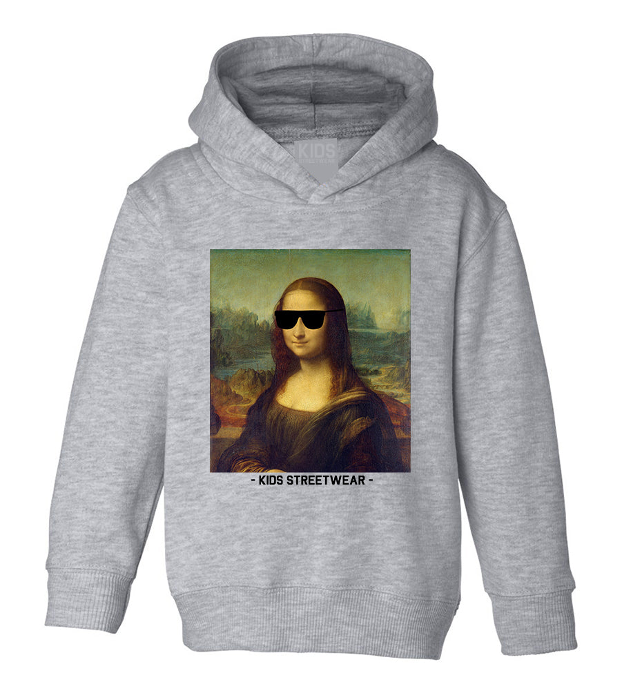 Cool Mona Lisa Sunglasses Toddler Boys Pullover Hoodie Grey