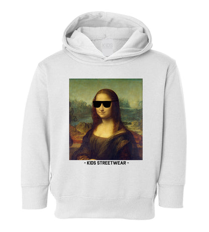 Cool Mona Lisa Sunglasses Toddler Boys Pullover Hoodie White