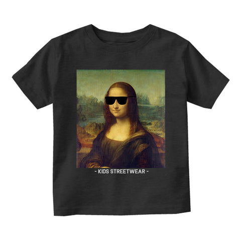 Cool Mona Lisa Sunglasses Toddler Boys Short Sleeve T-Shirt Black