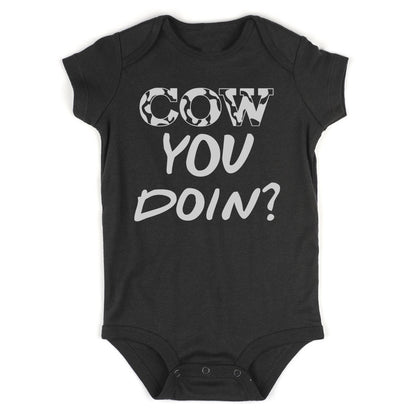 Cow You Doin Print Infant Baby Boys Bodysuit Black