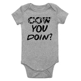 Cow You Doin Print Infant Baby Boys Bodysuit Grey