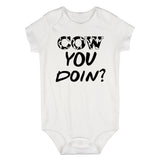 Cow You Doin Print Infant Baby Boys Bodysuit White