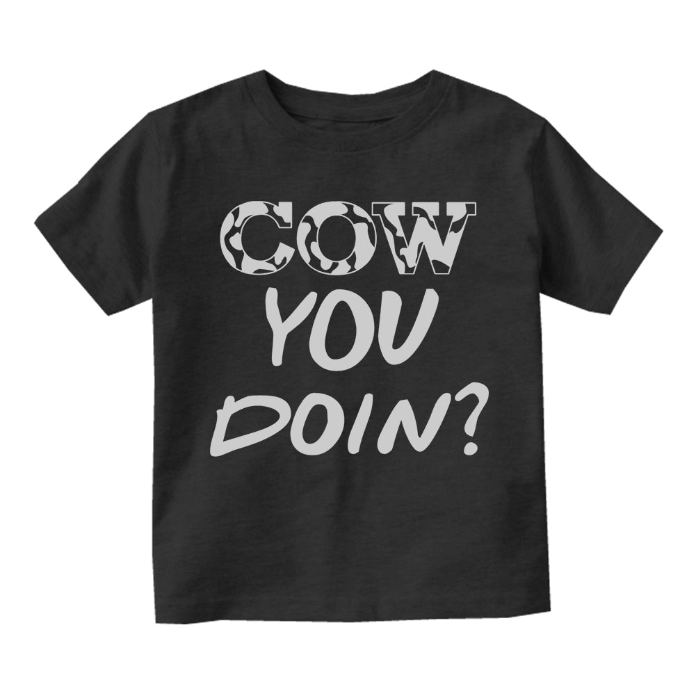 Cow You Doin Print Infant Baby Boys Short Sleeve T-Shirt Black