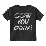 Cow You Doin Print Infant Baby Boys Short Sleeve T-Shirt Black