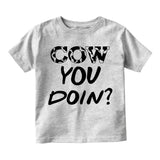 Cow You Doin Print Infant Baby Boys Short Sleeve T-Shirt Grey