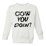 Cow You Doin Print Toddler Boys Crewneck Sweatshirt White