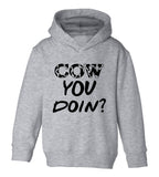 Cow You Doin Print Toddler Boys Pullover Hoodie Grey