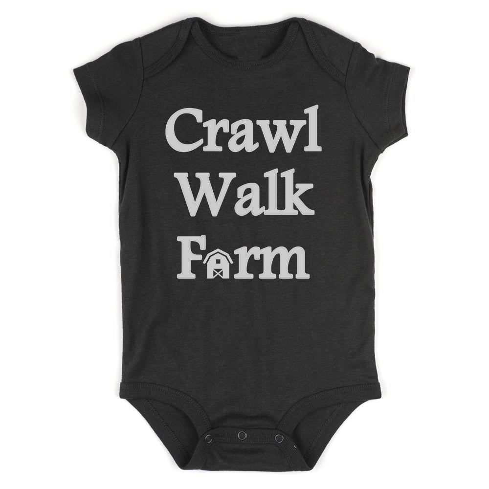 Crawl Walk Farm Baby Bodysuit One Piece Black