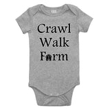 Crawl Walk Farm Baby Bodysuit One Piece Grey