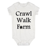 Crawl Walk Farm Baby Bodysuit One Piece White