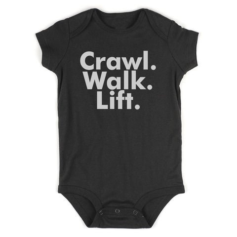 Crawl Walk Lift Workout Baby Bodysuit One Piece Black