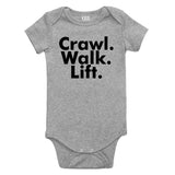 Crawl Walk Lift Workout Baby Bodysuit One Piece Grey